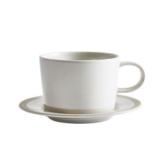 Low Mug & Saucer - Elements Bone