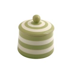 Kitchen Stripe Apple Green Covered Sugar Bowl