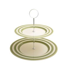 Kitchen Stripe Apple Green Two Tiered Cake Stand