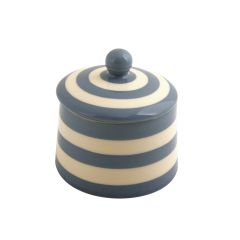 Kitchen Stripe Delph Blue Covered Sugar Bowl