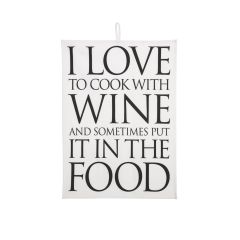 Quips & Quotes Tea Towel - I Love to Cook With Wine