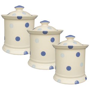 Blue Spot Plain Storage Jar Set