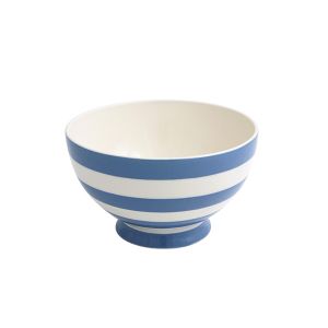 Kitchen Stripe Footed Cereal Bowl, Delph Blue