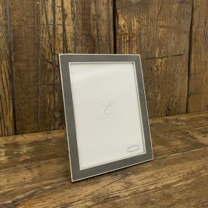 Photo Frame Nickel Plated Grey Faux Shagreen 5" x 7"